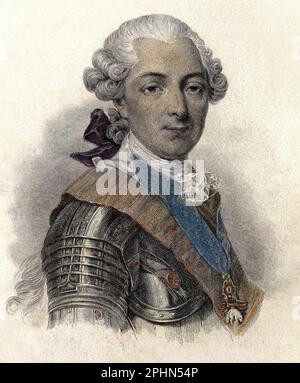 Portrait de Louis Jean Marie de Bourbon, duc de Penthièvre (1725-1793), grand amiral et mecene francais.Gravoure vers 1835 Banque D'Images