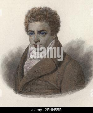 Portrait de Robert Fulton (1765-1815), ingenieur americain.Gravure vers 1835 Banque D'Images