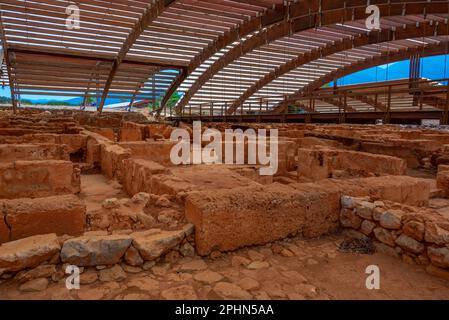 Ruines du site archéologique du Palais Malia sur l'île de Crète en Grèce. Banque D'Images