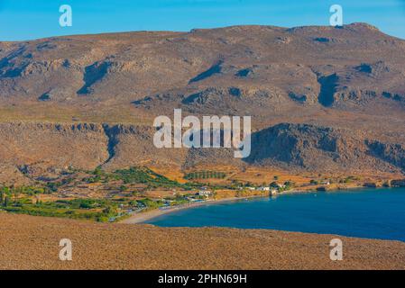 Vue panoramique sur la côte de Crète près de Kato Zakros, Crète. Banque D'Images