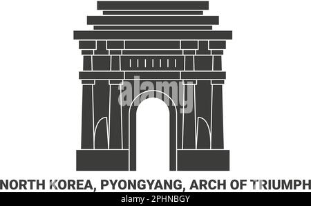 Corée du Nord, Pyongyang, Arc de Triomphe, illustration vectorielle de voyage Illustration de Vecteur