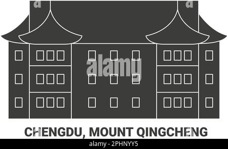 Chine, Chengdu, Mont Qingcheng, illustration vectorielle de voyage Illustration de Vecteur