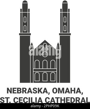 États-Unis, Nebraska, Omaha, St. Illustration vectorielle du site touristique de la cathédrale Cecilia Illustration de Vecteur