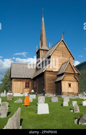 Église LOM Stave, municipalité de Fossbergom, comté d'Innlandet, Norvège Banque D'Images