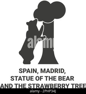 Espagne, Madrid, Statue de l'ours et le Strawberry Tree, illustration vectorielle du voyage Illustration de Vecteur