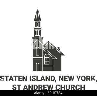 Etats-Unis, Staten Island, New York, l'église St Andrew Voyage repère illustration vecteur Illustration de Vecteur