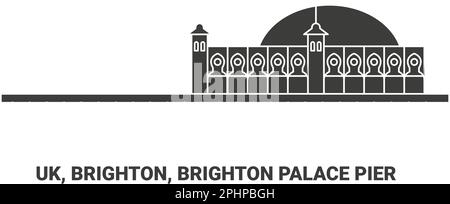 Angleterre, Brighton, Brighton Palace Pier, illustration vectorielle de voyage Illustration de Vecteur