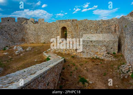 Vue sur le château de Pylos en Grèce. Banque D'Images