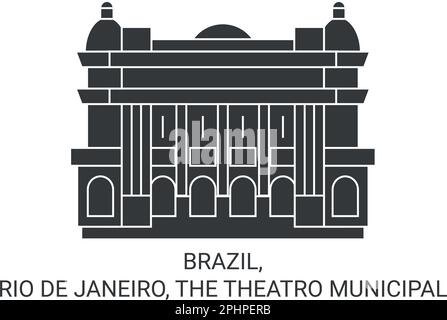 Brésil, Rio de Janeiro, le Theatro Municipal Travel illustration vectorielle Illustration de Vecteur