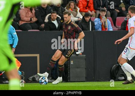 Köln , Allemagne . 28 mars 2023, Niclas Fuellkrug / Fullkrug (9) de l'Allemagne photographié lors d'un match de football amical entre les équipes nationales de l'Allemagne et de la Belgique , appelé les Red Devils , le mardi 28 mars 2023 à Cologne , Allemagne . PHOTO SPORTPIX | David Catry Banque D'Images