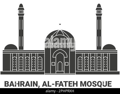 Bahreïn, mosquée Alfateh, illustration vectorielle de voyage Illustration de Vecteur