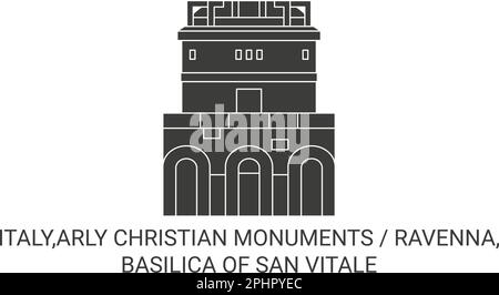 Italie,Arly Christian monuments Ravenna, Basilique de San vitale Voyage repère illustration vectorielle Illustration de Vecteur