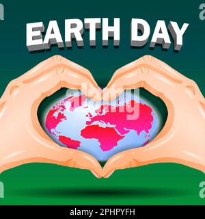 Mains tenant la Terre en forme de coeur. Sauver notre planète. Concept de la Journée mondiale de l'environnement ou de la Journée de la Terre Banque D'Images