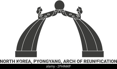 Corée du Nord, Pyongyang, Arc de réunification, illustration vectorielle de voyage historique Illustration de Vecteur