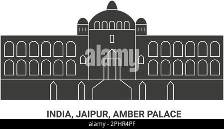 Inde, Jaipur, Amber Palace, illustration vectorielle de voyage Illustration de Vecteur