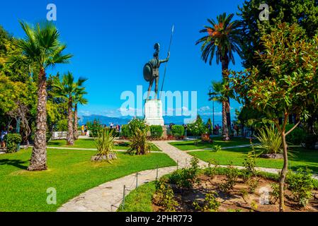Statue d'Achille au palais Achilleion de Corfou, Grèce. Banque D'Images