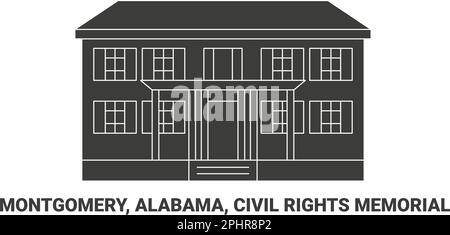 États-Unis, Montgomery, Alabama, civil Rights Memorial, illustration vectorielle de voyage Illustration de Vecteur