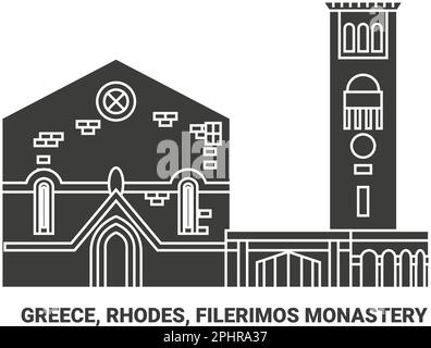 Grèce, Rhodes, Monastère Filerimos Voyage illustration vecteur Illustration de Vecteur