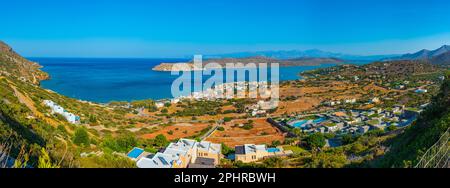 Vue panoramique sur l'île de Spinalonga en Crète, Grèce. Banque D'Images