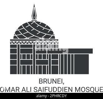 Brunei, la mosquée Omar Ali Saifuddien voyage illustration vectorielle Illustration de Vecteur