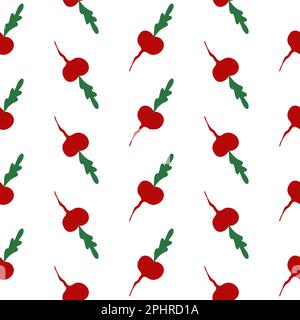 Résumé simple motif sans couture scarabée dessiné à la main. Fond végétalien de légumes rouges. Betteraves fraîches pour enfants avec dessus pour la maison cuisine intérieur couverture textile. Illustration vectorielle Illustration de Vecteur