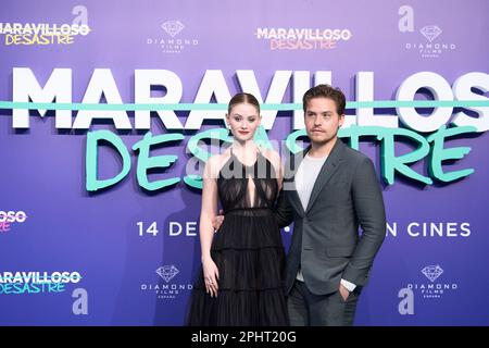 29 mars 2023, Madrid, Madrid, Espagne: Virginia Gardner, Dylan Sprouse assiste à la première de 'Belle Disaster' au cinéma Callao sur 29 mars 2023 à Madrid, Espagne (Credit image: © Jack Abuin/ZUMA Press Wire) USAGE ÉDITORIAL SEULEMENT! Non destiné À un usage commercial ! Banque D'Images