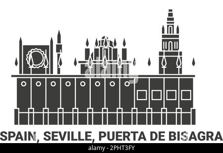 Espagne, Séville, Puerta de Bisagra, illustration du vecteur de voyage Illustration de Vecteur