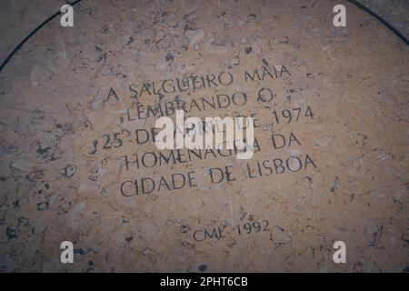 Plaque en hommage à Salgueiro Maia, Lisbonne. Banque D'Images