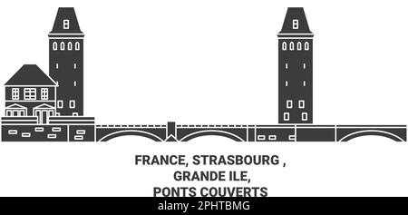 France, Strasbourg , Grande le,ponts couverts voyage illustration vectorielle Illustration de Vecteur