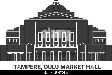 Finlande, Tampere, Oulu Market Hall, illustration vectorielle de voyage Illustration de Vecteur