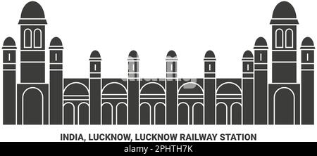 Inde, Lucknow, Lucknow gare ferroviaire Voyage repère illustration de vecteur Illustration de Vecteur