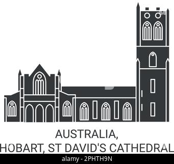 L'Australie, Hobart, la cathédrale Saint-David, illustration vectorielle du voyage Illustration de Vecteur