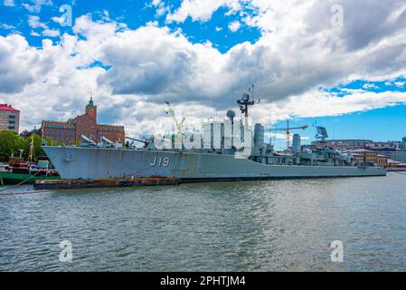 Navires militaires dans le port de Göteborg, Suède. Banque D'Images