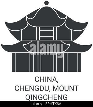 Chine, Chengdu, Mont Qingcheng illustration vectorielle de voyage Illustration de Vecteur
