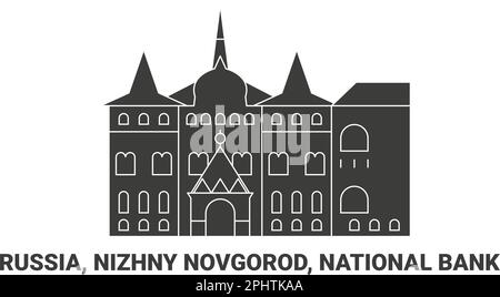 Russie, Nizhny Novgorod, Banque nationale, illustration vectorielle de voyage Illustration de Vecteur