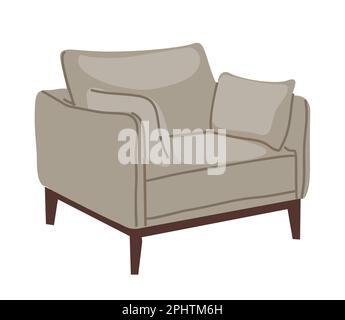 Rétro vintage chaise de bras design vecteur isolé . Illustration de Vecteur