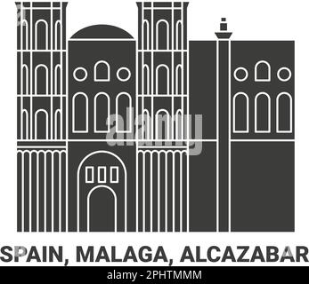 Espagne, Andalousie, Malaga, Alcazaba voyage illustration vectorielle Illustration de Vecteur