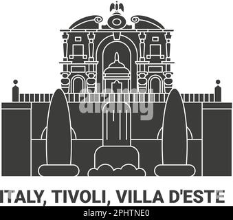 Italie, Tivoli, Villa d'este, illustration vectorielle de voyage Illustration de Vecteur