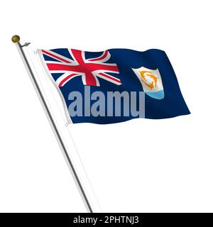 Anguilla flagpole 3D illustration sur blanc avec masque Banque D'Images