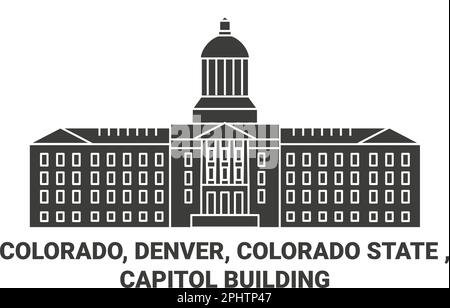 Etats-Unis, Colorado, Denver, Colorado State , Capitol Building Voyage scénario illustration Illustration de Vecteur