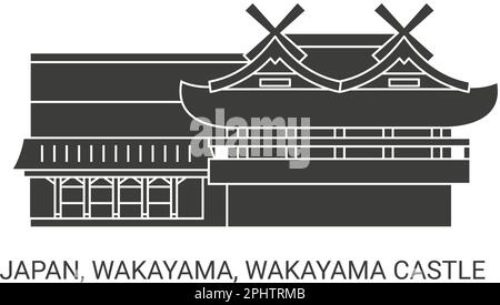 Japon, Wakayama, Château de Wakayama, illustration vectorielle de voyage Illustration de Vecteur