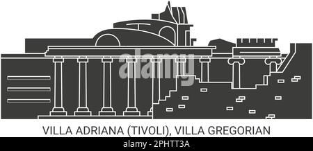 Italie, Villa Adriana Tivoli, Villa Grégorian Voyage repère illustration vecteur Illustration de Vecteur