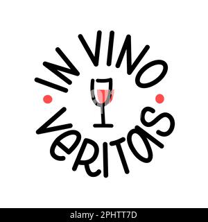 DANS VINO VERITAS expression latine. Texte « vérité dans le vin ». Tampon de logo l'illustration vectorielle indique que dans le vin, il y a la vérité. Imprimé Wine Design Illustration de Vecteur