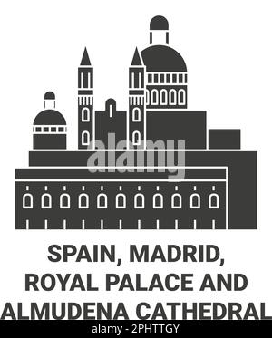 Espagne, Madrid, le Palais Royal et la Cathédrale d'Almudena Voyage illustration vecteur Illustration de Vecteur