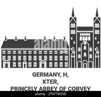 Allemagne, Hoxter, Abbaye princière de Corvey voyage illustration vectorielle Illustration de Vecteur