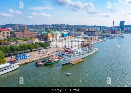 Navires militaires dans le port de Göteborg, Suède. Banque D'Images