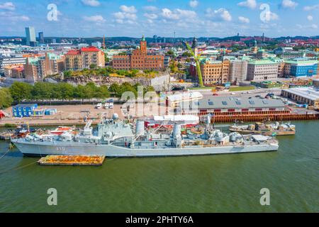 Navires militaires dans le port de Göteborg, Suède. Banque D'Images