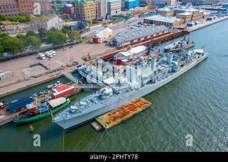 Navires militaires dans le port de Göteborg, Suède. Banque D'Images