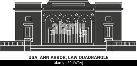 Etats-Unis, Ann Arbor, Law Quadrangle, illustration du vecteur de repère de voyage Illustration de Vecteur