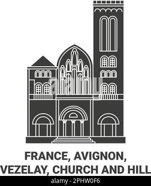 France, Avignon, Vezelay, Eglise et Hill Voyage illustration vectorielle Illustration de Vecteur